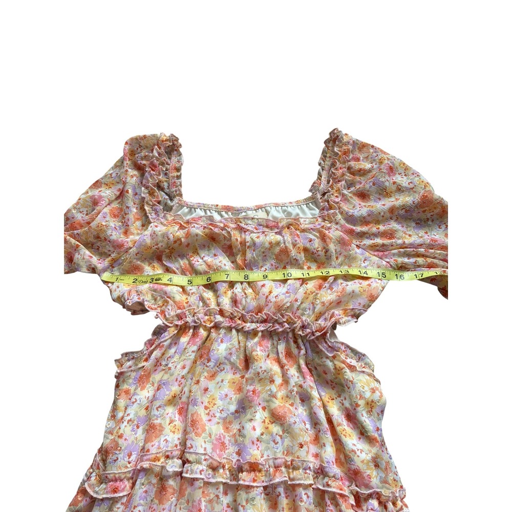 Jessica Simpson‎ Womens M Floral Ruffle Tiered Dress Boho Cottagecore Cutout - Picture 8 of 10